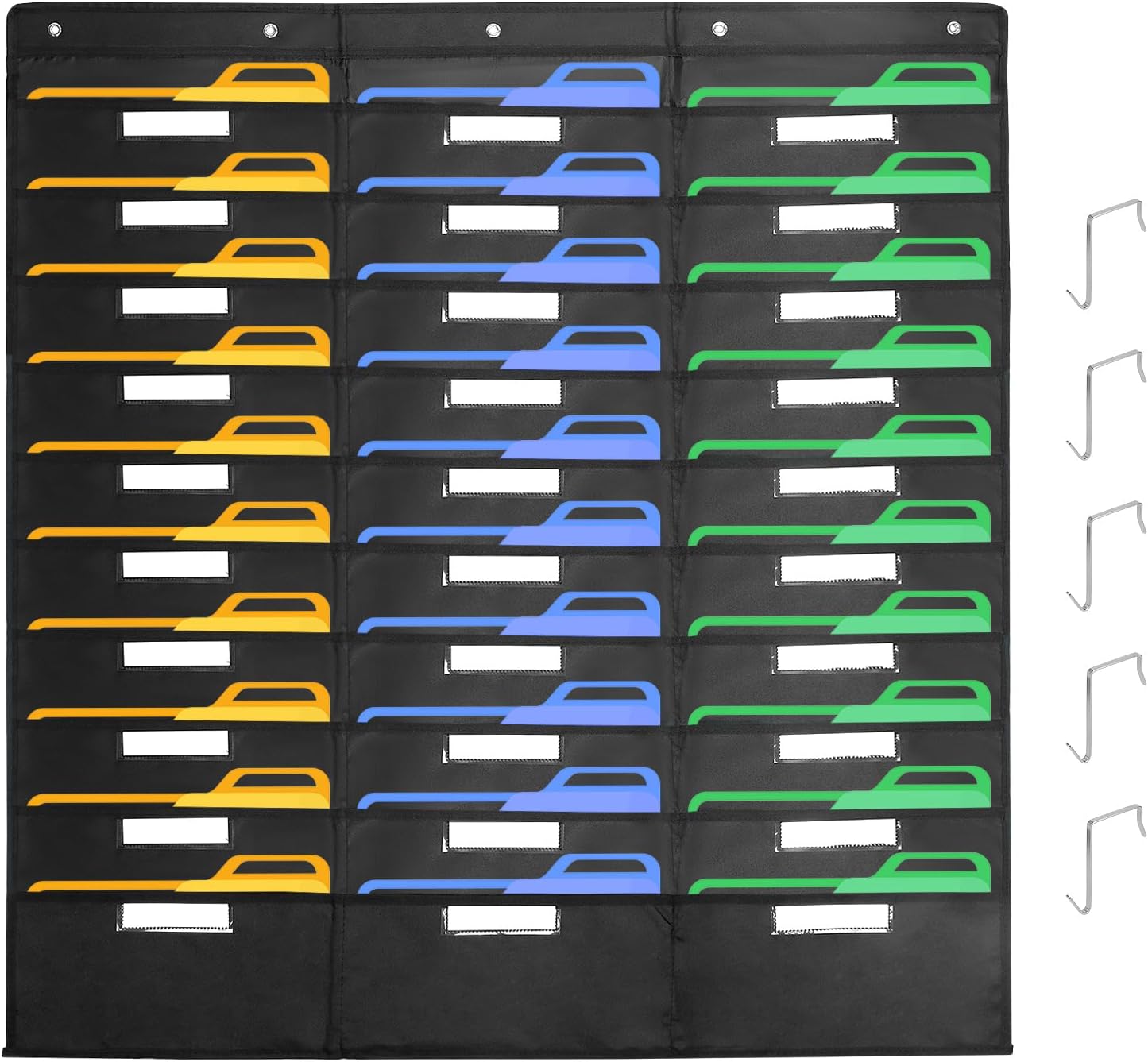 QWORK® 30 Poches tableau de poche de stockage, organisateur de fichiers suspendus, avec cartes et crochets pour classe, bureau et maison