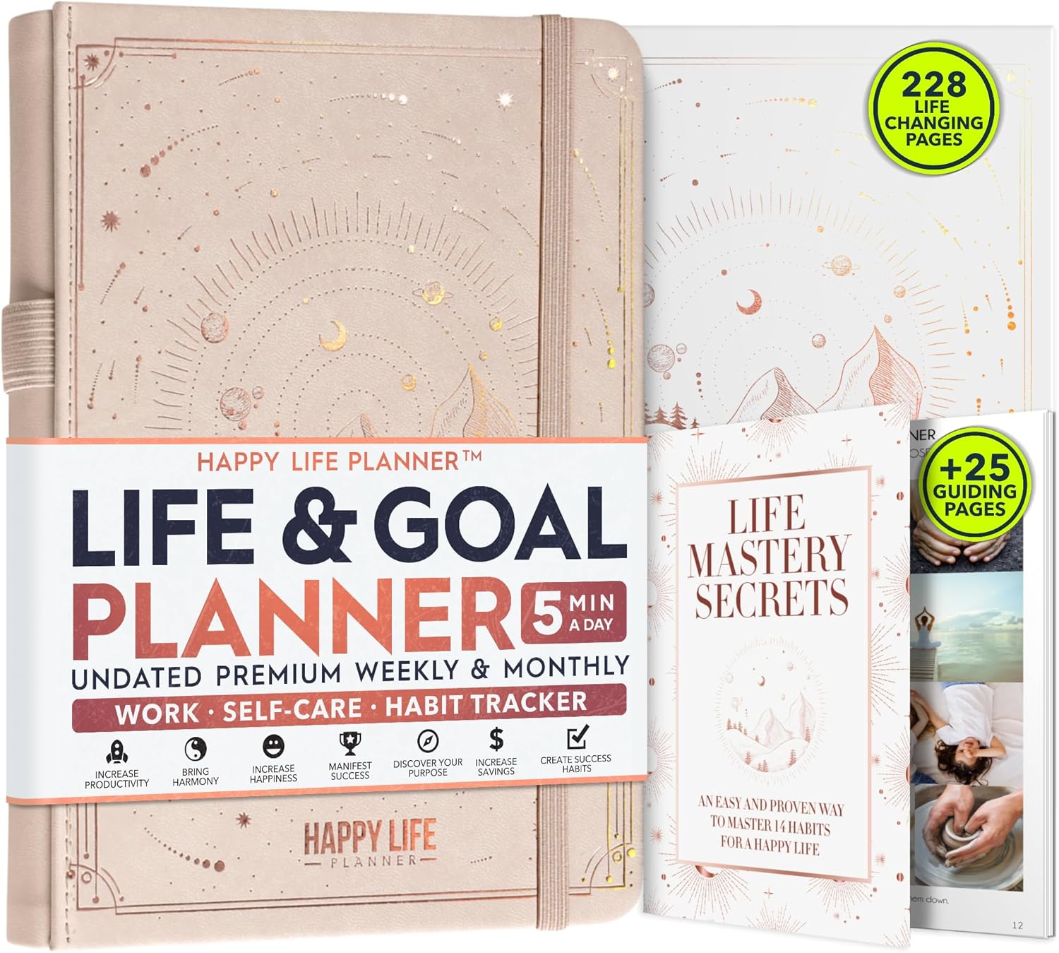 Life Master Planner – Un voyage de 12 mois pour écraser vos objectifs, augmenter votre productivité, succès et bonheur – Planificateur de vie hebdomadaire et mensuel, suivi des habitudes