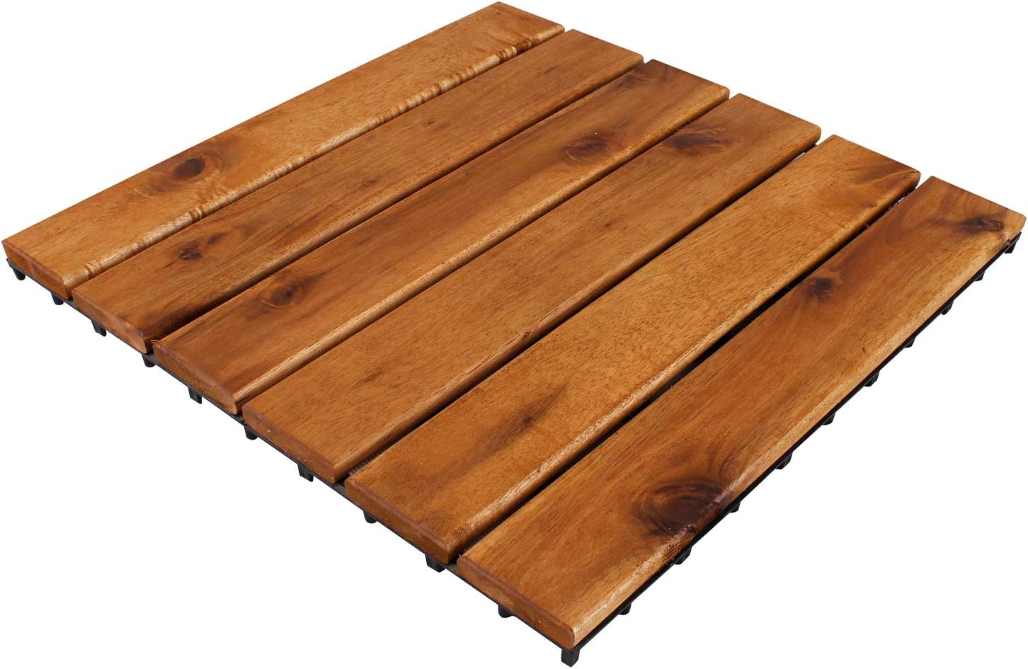 Dalles en bois d'acacia - Certifié FSC® - 30 x 30 cm - Système d'emboîtement à découper individuellement - Modèle 2024