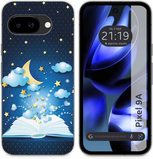 Coque en silicone pour Google Pixel 9a 5G design livre contes dessins