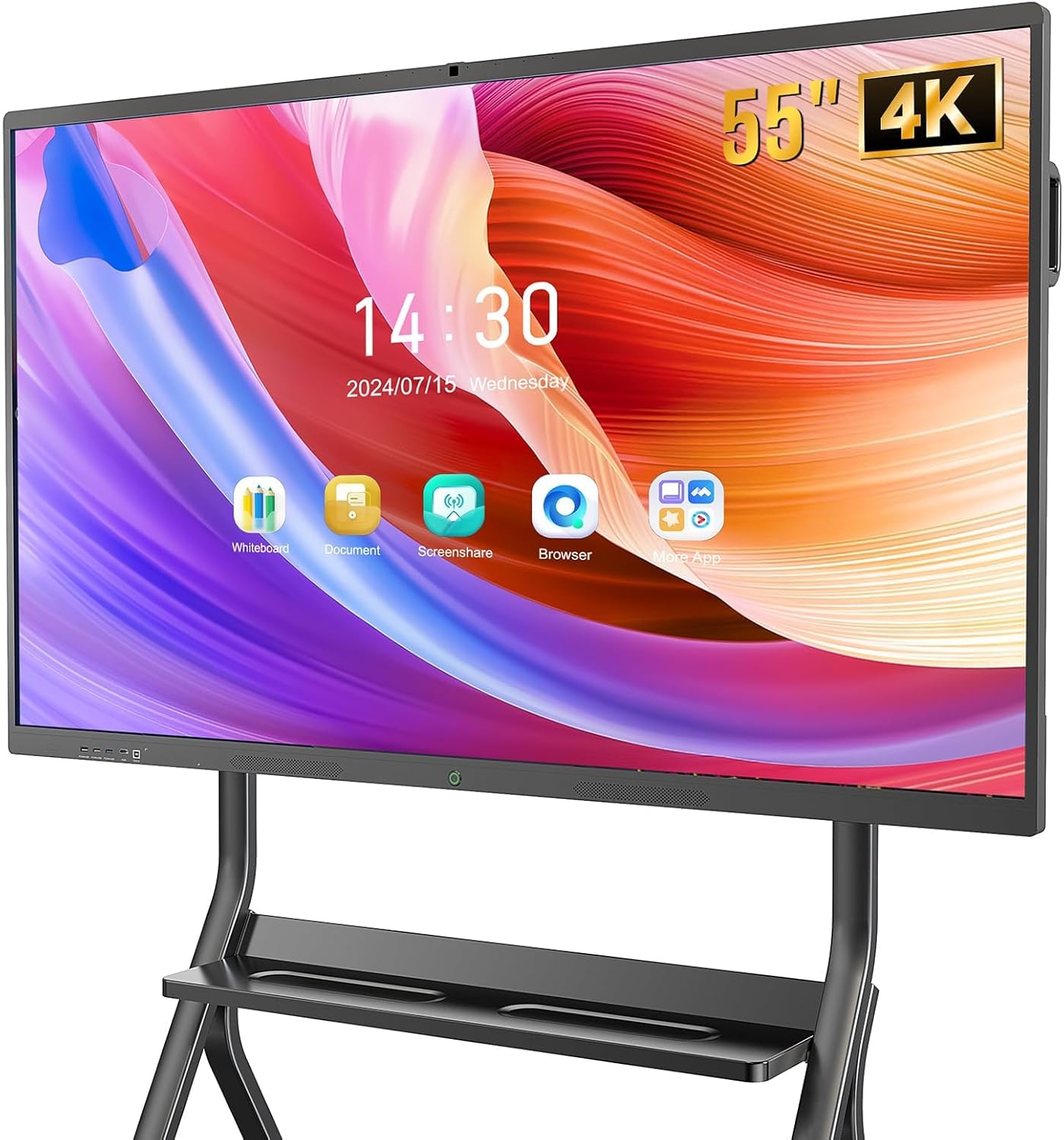 55 Pouces 4K UHD Interactif Électronique White Board, 8+64 GB, Microphone Intégrée, Caméra Ultra Haute Définition, Support WiFi, HDMI, Bluetooth