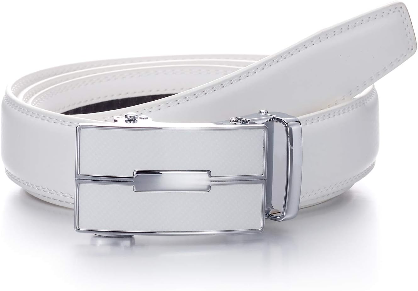 Ceinture sans trou en cuir avec boucle automatique à crémaillère 3 cm Homme