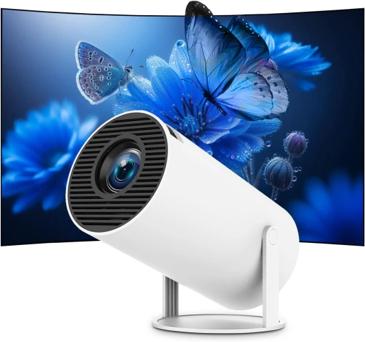 Videoprojecteur Mini Projecteur FHD 4K Portable Projecteur Video WiFi 6 BT5.2 Correction Trapèze Rotation 180° Rotation Compatible TÉLÉPhone/PC/HDMI/USB/PS5 [App intégrée]