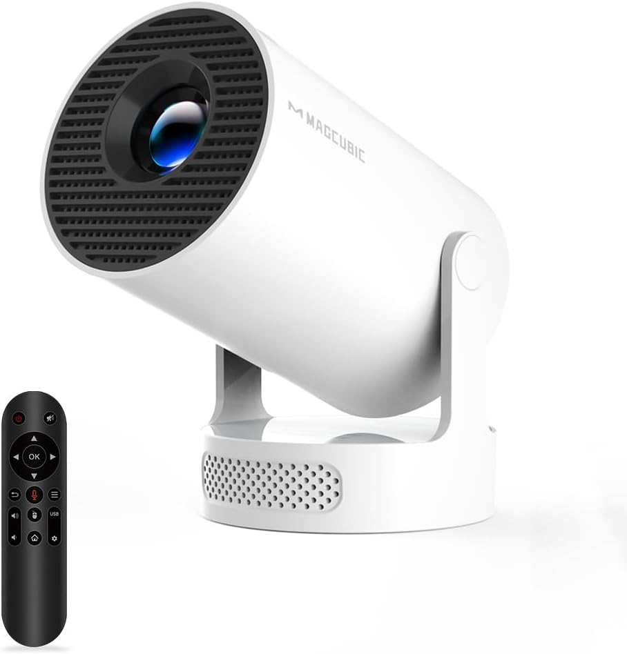 HY300pro+ Vidéoprojecteur, Mini Projecteur 4K Portable Android 11.0 Rétroprojecteur avec WiFi6 BT5.4, Rotation 180° Haut-Parleur 5W Video Projecteur Cinéma Maison, Remote vocale