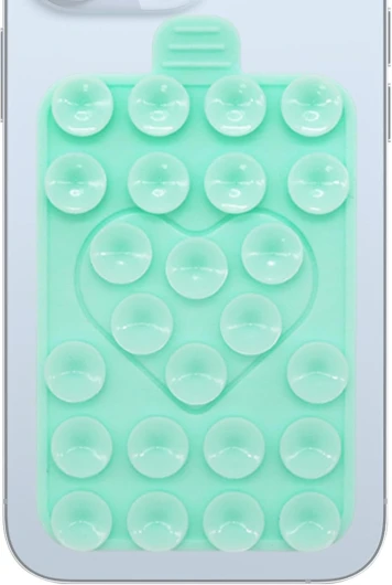 Ventouse de téléphone, poignée adhésive pour téléphone - Support de téléphone Love antidérapant double face - Coque de téléphone à forte aspiration, support réglable pour les transmissions en direct Vert menthe.