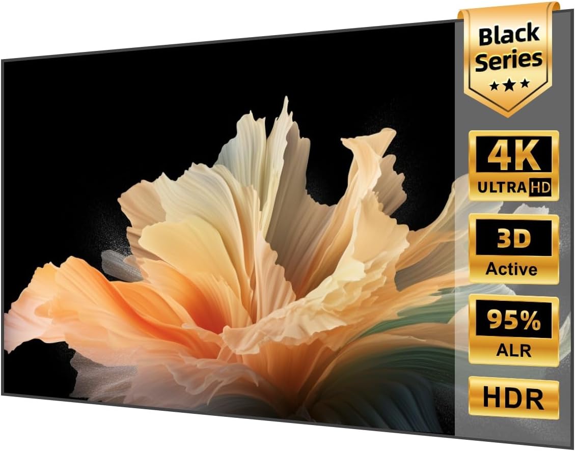 Écran de Projection, Cadre Fixe 120 Pouces, 4K Ultra HD 16:9, Rejet de Lumière Ambiante Lumière Plafond ALR CLR, Écran de Projection Mural pour Projecteurs à Ultra-Courte Focale