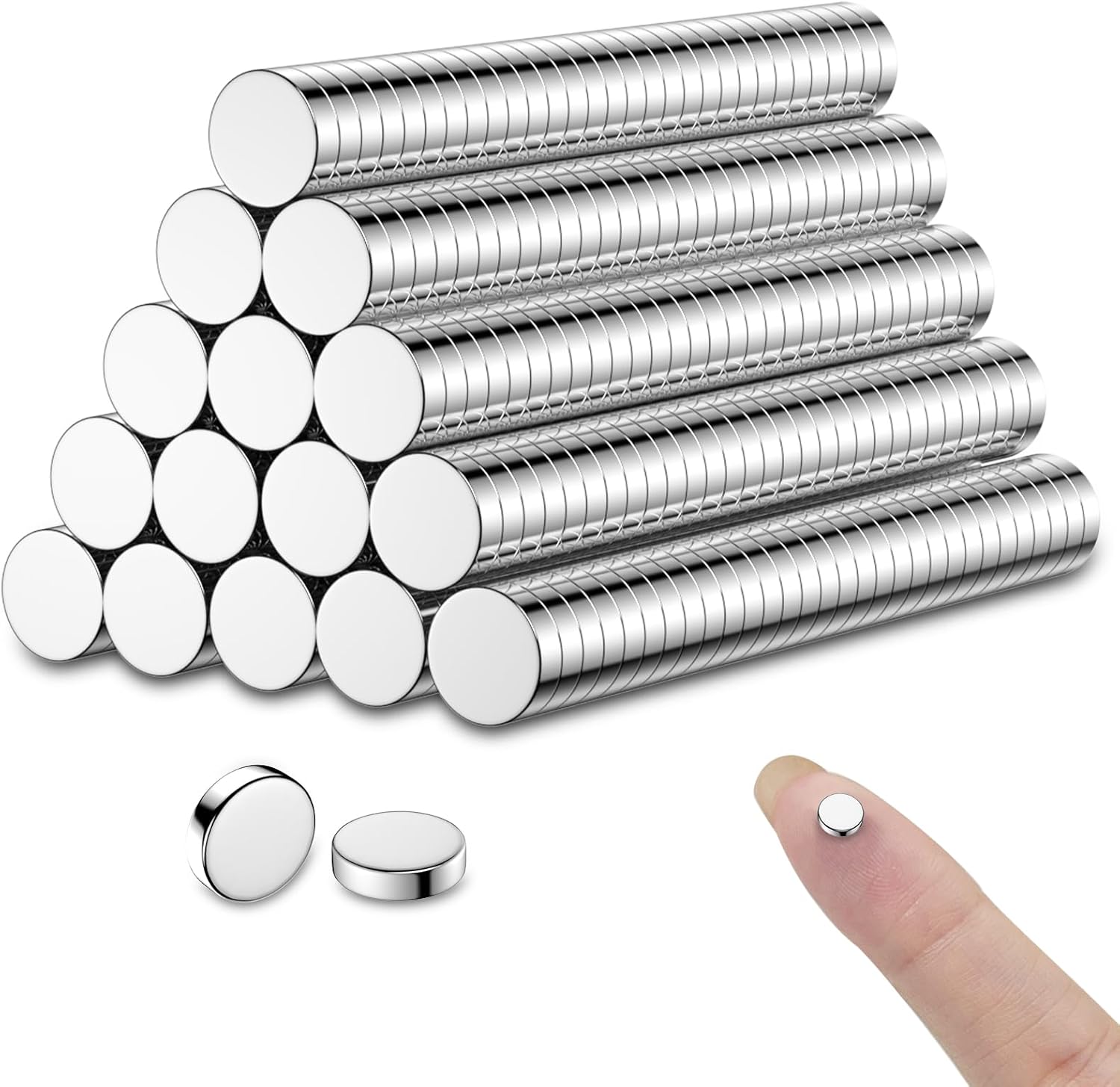 MAGABALLNET 120 Petits aimants puissants pour frigo - 6 x 2 mm - Mini aimants Ronds - Aimants puissants pour Tableaux Blancs, Tableaux magnétiques, réfrigérateurs, travaux manuels 6*2mm-120pcs