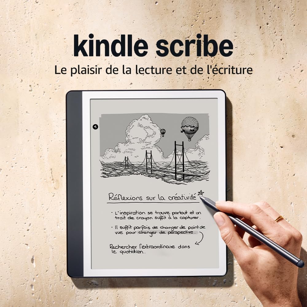 Amazon Kindle Scribe (16 Go) - Écran repensé avec bordures uniformes - Écriture dans les livres et documents - Stylet premium inclus - Gris tungstène Gris tungstène 16 Go