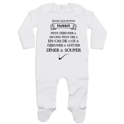 Pyjama Déjeuner de Hobbit - Cadeau Grenouillère Fan Seigneur des Anneaux Naissance Nourrisson Baby Shower (0-3 mois)