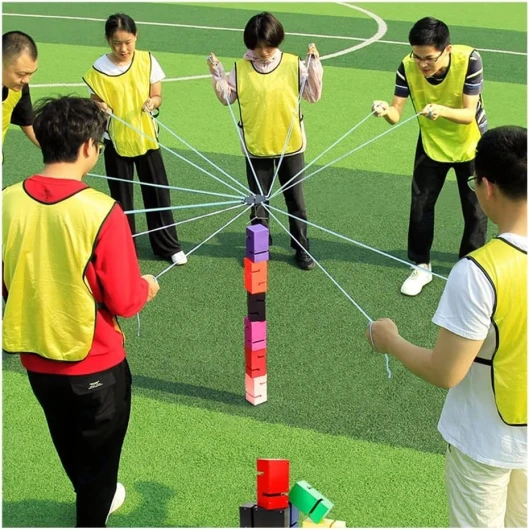 Jeux de travail d'équipe River Stones Company Activités de groupe de consolidation d'équipe, kits de jeu for journée sur le terrain - Kits de jeux de construction de travail d'équipe d'entreprise - Je 10pcs Jaune