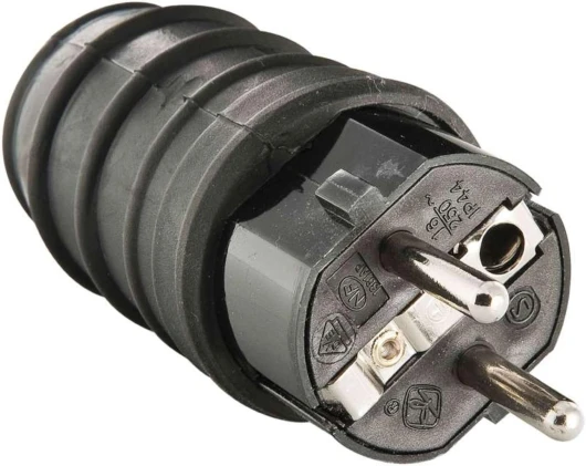 Zenitech - Fiche Électrique Mâle 16A 2P+T, 3680W - Embout Caoutchouc, Étanche IP44 - Outil de Dénudage Intégré - Sécurité Enfant - Connexion Sécurisée et Durable - Conforme à la Norme NF - Noir