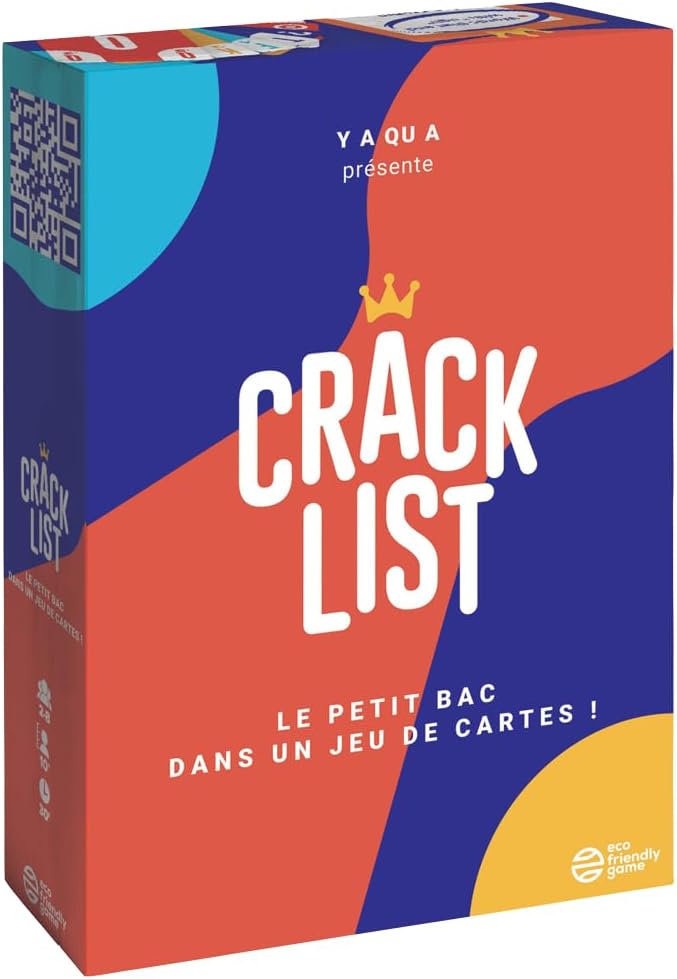 CRACK LIST - Jeu du Petit bac - Jeu de Cartes - Jeu d'ambiance - entre amis et en famille - 10 ans et plus - 2 à 8 joueurs - version française - Yaqua Studio, YAQ001CR, Bleu Unique
