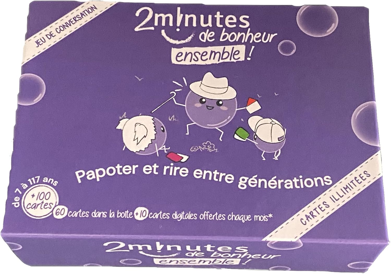 2 MINUTES DE BONHEUR ENSEMBLE ! - Jeu de questions intergénérationnel - Cartes illimitées ! - Pour famille, entreprise, amis