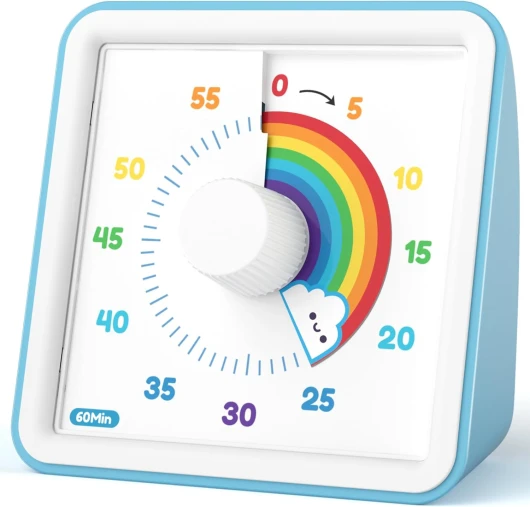 Minuteur Visuel Timer Enfant, 60 Minutes Chronometre Enfant et Compte à Rebours pour Enfants et Adultes, Silencieux Outil de Gestion du Temps pour Cuisine, Salle de Classe, Réunions (Bleu)