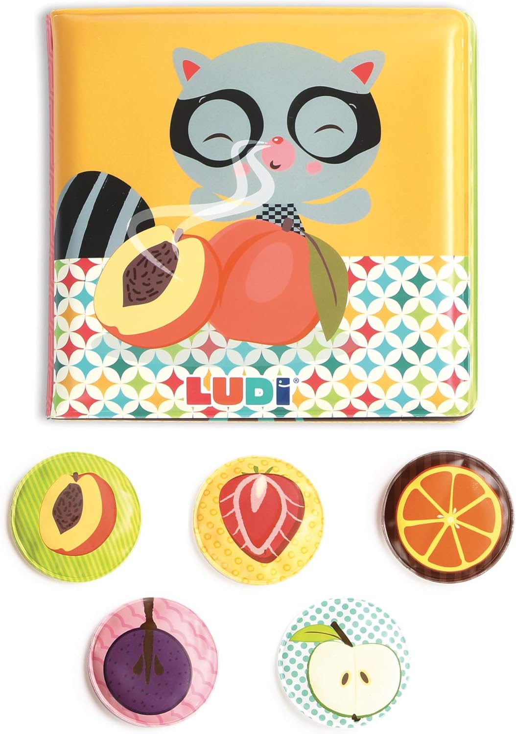 Livre des Odeurs pour Bébé - Livre d’Éveil en Plastique Souple - 5 Vignettes Odorantes - À Partir de 12 Mois Souris