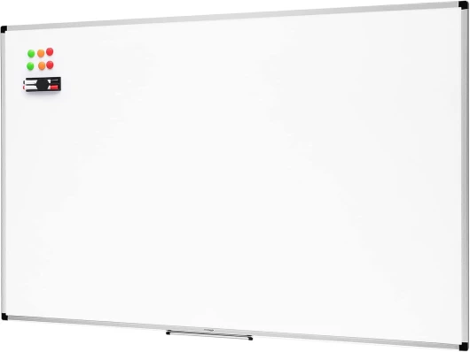 Tableau blanc magnétique avec cadre en aluminium et porte-marqueurs Effaçable à sec, 90 x 60 cm Blanc 90 x 60 cm Tableau blanc magnétique