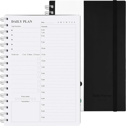Agenda A5 Sans Date–Cahier Spiralé avec Emploi du Temps, Liste de Tâches et Espace pour Notes–80 Feuilles/160 Pages pour une Gestion Efficace du Temps, pour l'École,Calendriers hebdomadaires