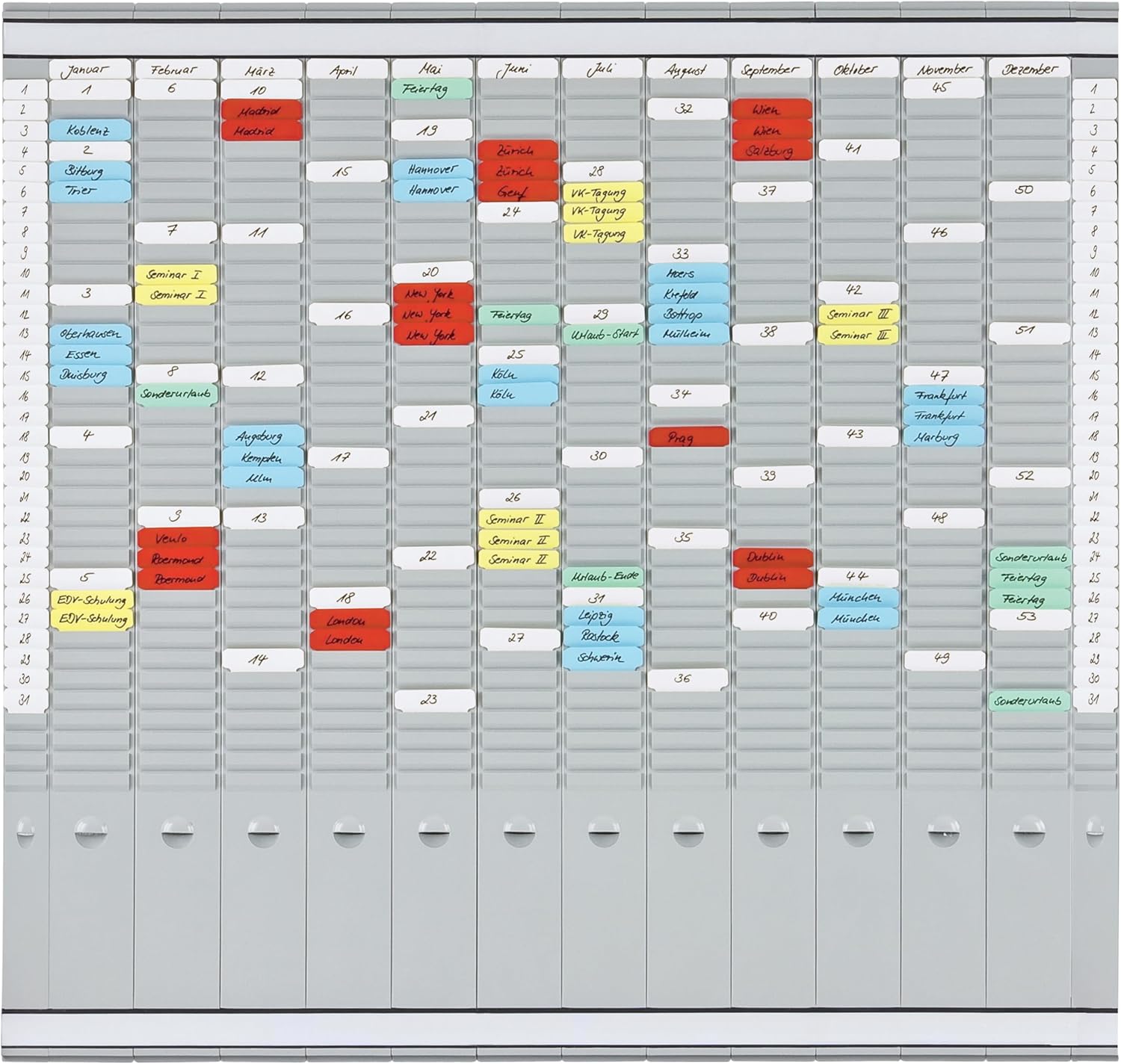 Planning à fiches T multi-usages - 12 colonnes taille 2 + 2 colonne taille 1 Franken 12 Module 12 colonnes x 35 rangées