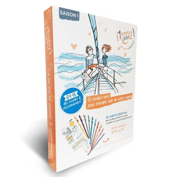 1 TEMPS POUR 2® : Coffret d'accompagnement pour couple - la pause des couples heureux ! - cadeau de fête des mères - psychologie positive - complicité et intimité amoureuse - 2 minutes de bonheur