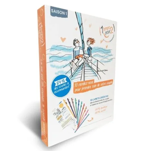 1 TEMPS POUR 2® : Coffret d'accompagnement pour couple - la pause des couples heureux ! - cadeau de fête des mères - psychologie positive - complicité et intimité amoureuse - 2 minutes de bonheur