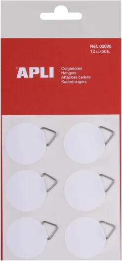 Pochette de 12 attaches cadres adhésifs - Diamètre 30 mm - Coloris : Blanc 38710 Assorties