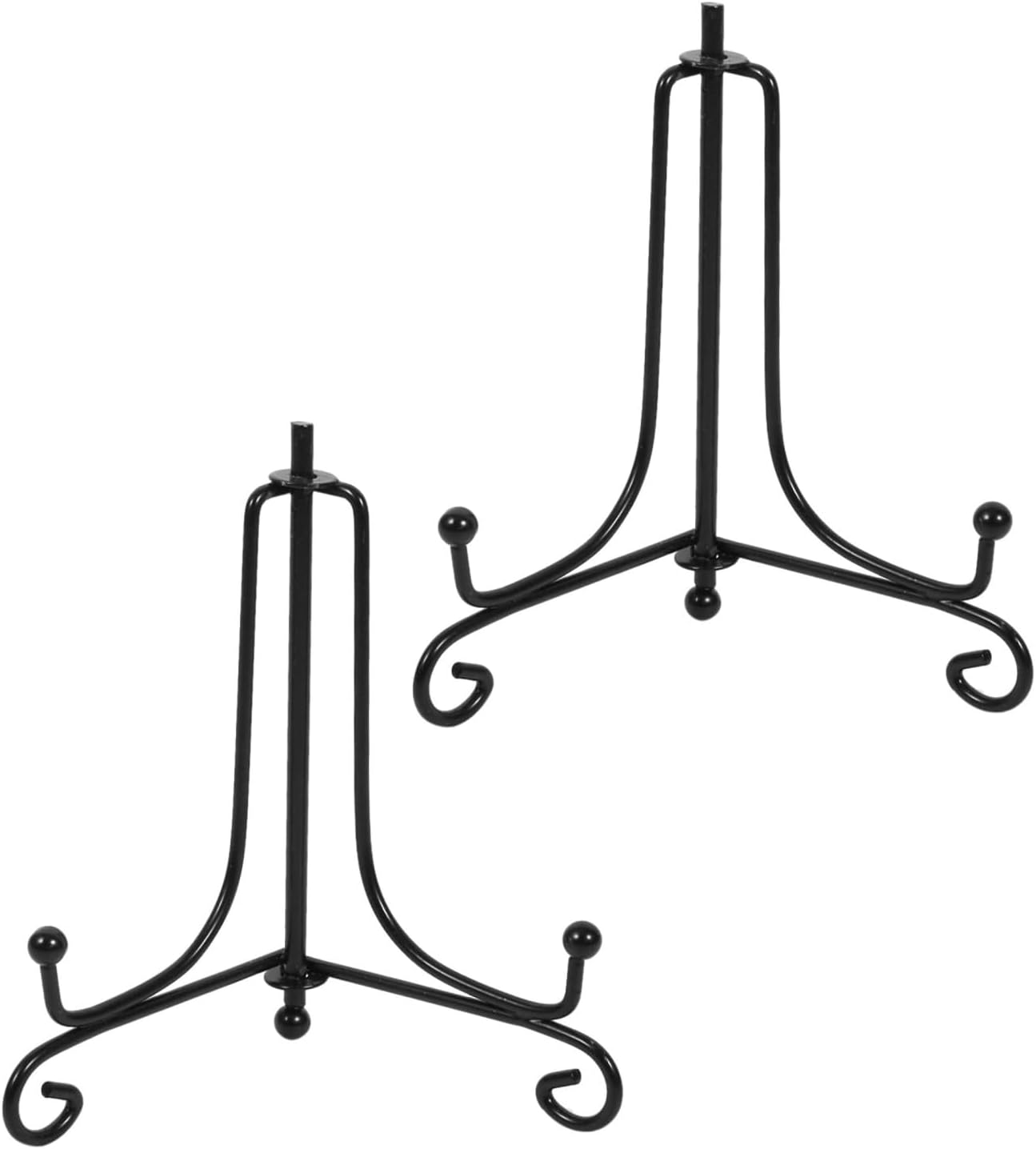 Présentoir de Fer, 2 Pack Noir Chevalet en Fer Forgé, Support de Cadre Photo, pour Photo, Cadres pour Image, Livres de Cuisine, Assiettes décoratives, Tableaux et pièces d’Art（5 Pouces）