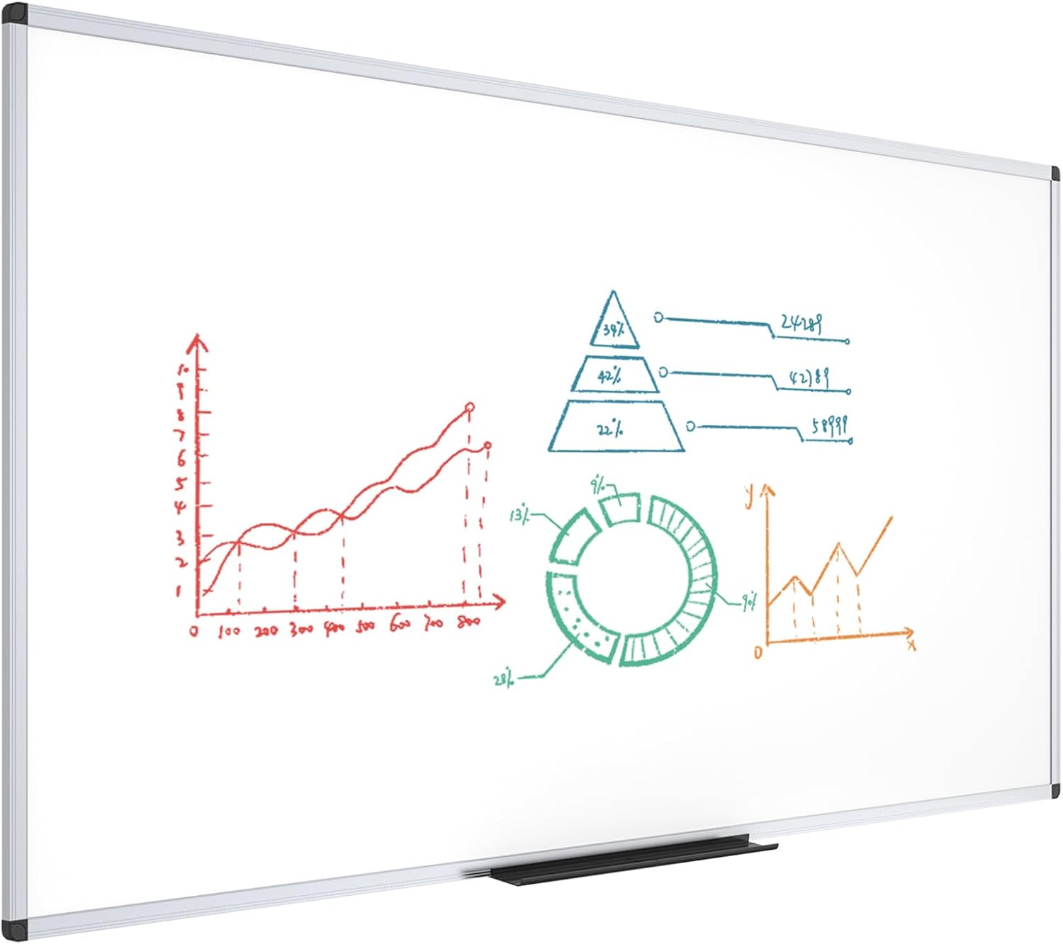 VIZ-PRO Tableau Blanc Magnétique Effaçable à sec, 240 x 100 cm, Cadre en Aluminium Blanc 240 x 100 cm