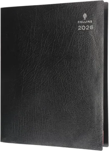 Collins Leadership – Calendrier annuel 2026 12 mois, un jour par page avec 1/4 heure pour 4 personnes, format A4, noir (CP6742.99-26)