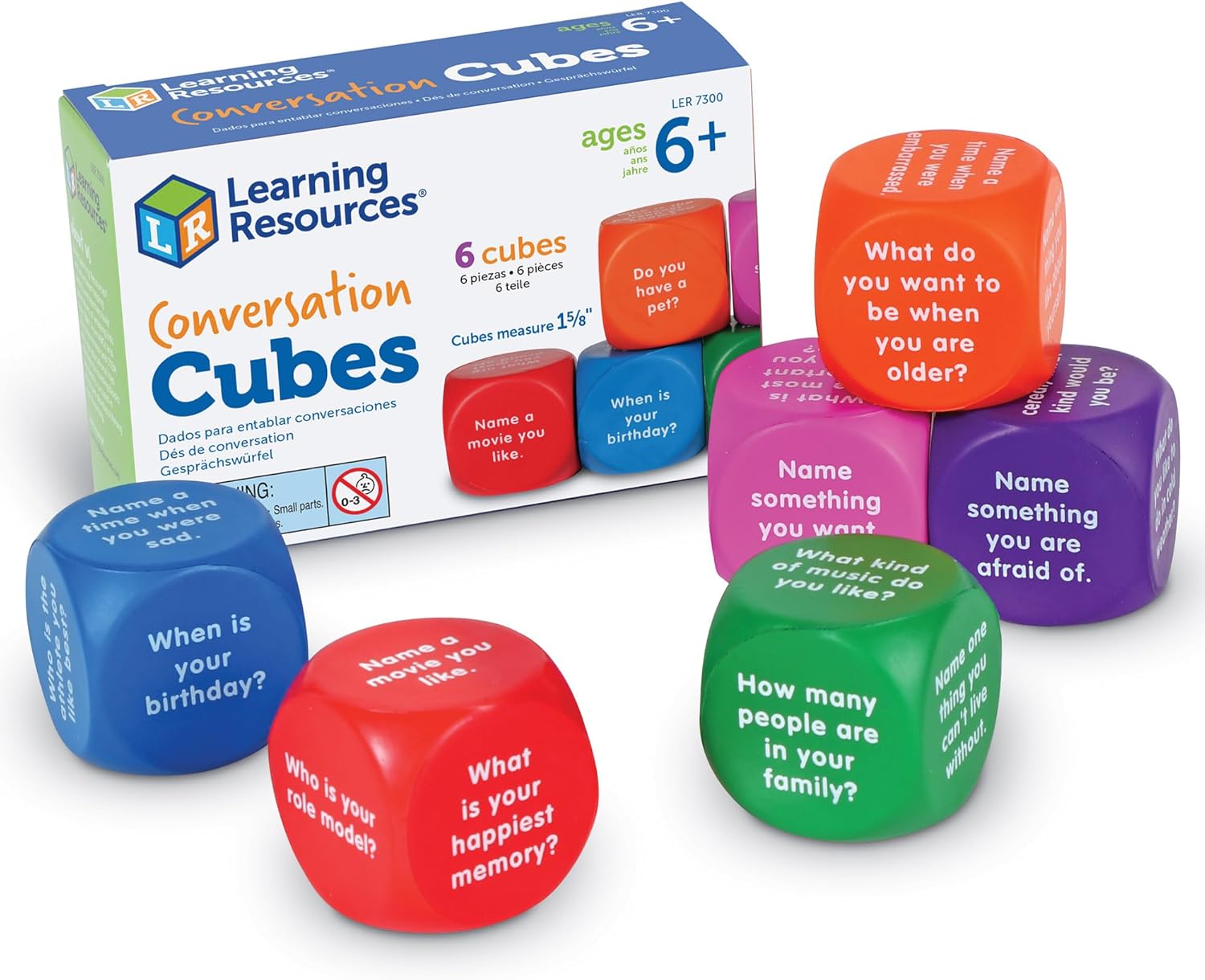 Dés de Conversation – 6 Cubes Mousse Souple – Jeu Expression Orale & Créativité – Dès 6 Ans – École & Famille