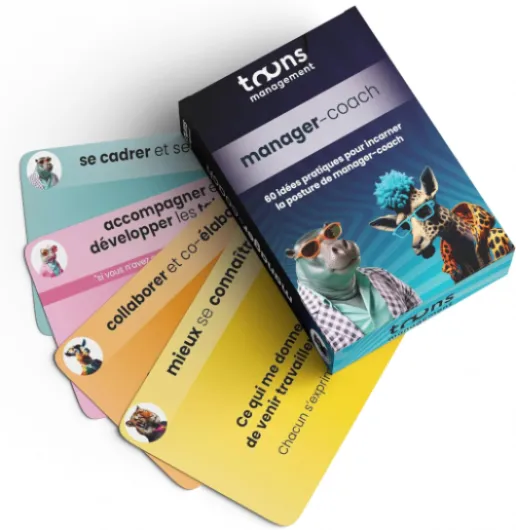 Jeu Manager Coach© - 60 Cartes pour développer la Posture managériale - Relations Authentiques, Confiance et Talents - Outil de Management bienveillant en 15 Min