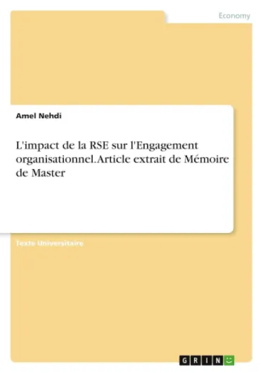 L'impact de la RSE sur l'Engagement organisationnel - Article extrait de Mémoire de Master