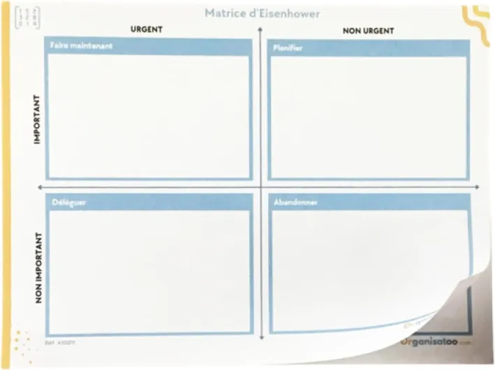 Matrice eisenhower bloc-notes Matrice d'Eisenhower - Carnet de Productivité et organisation - Organisateur de tâches et priorités - Gestion du temps et efficacité - Format A5-50 Pages