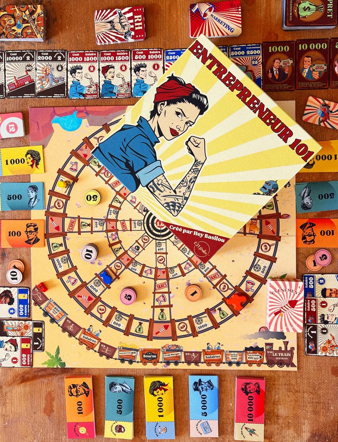 Entrepreneur 101 - Le Jeu de société sur l'entrepreneuriat - Négociation, Gestion financière, ressources - Jeu Ludique Educatif Pédagogique, 2-8 Joueurs
